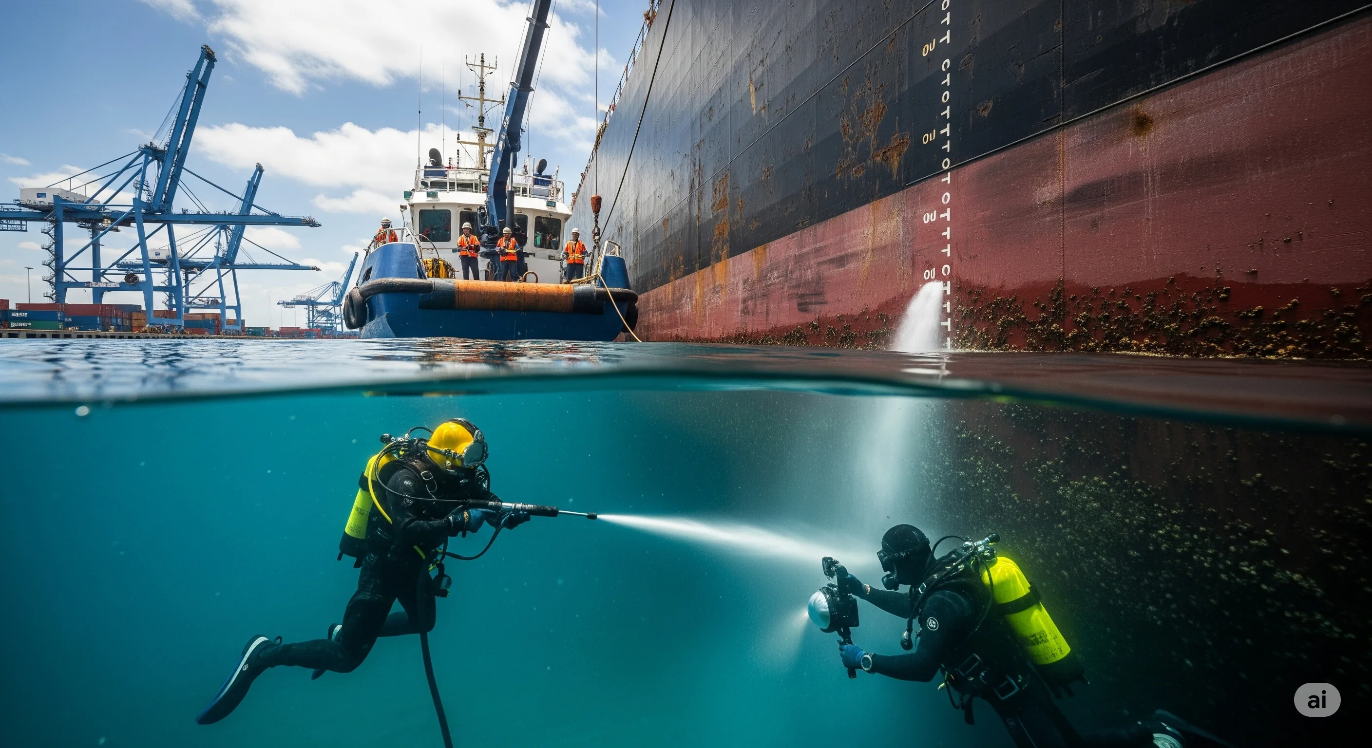 Buque de cabotaje siendo atendido por Octopus SPA.