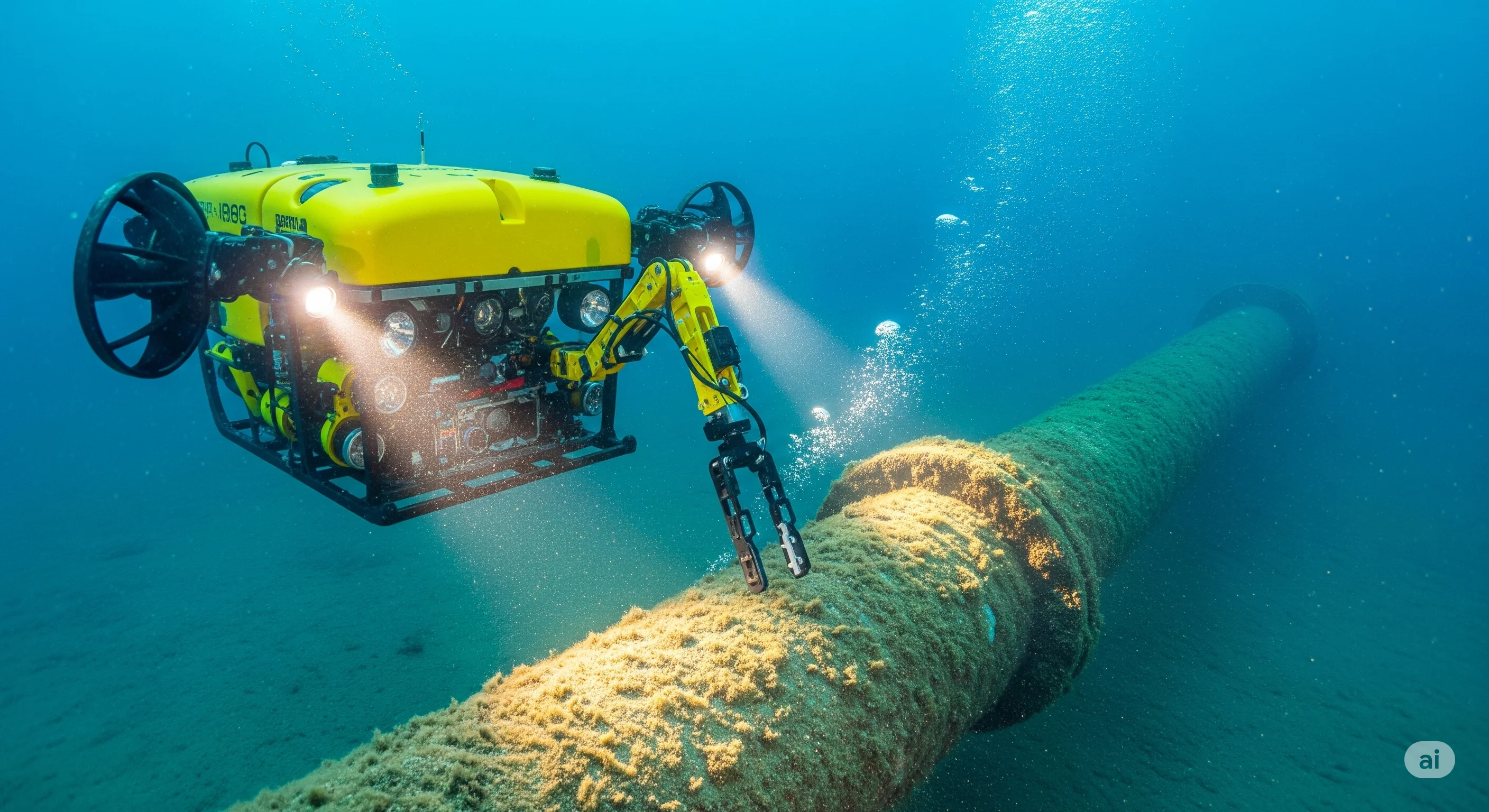 ROV realizando inspección de estructura submarina en Antofagasta.